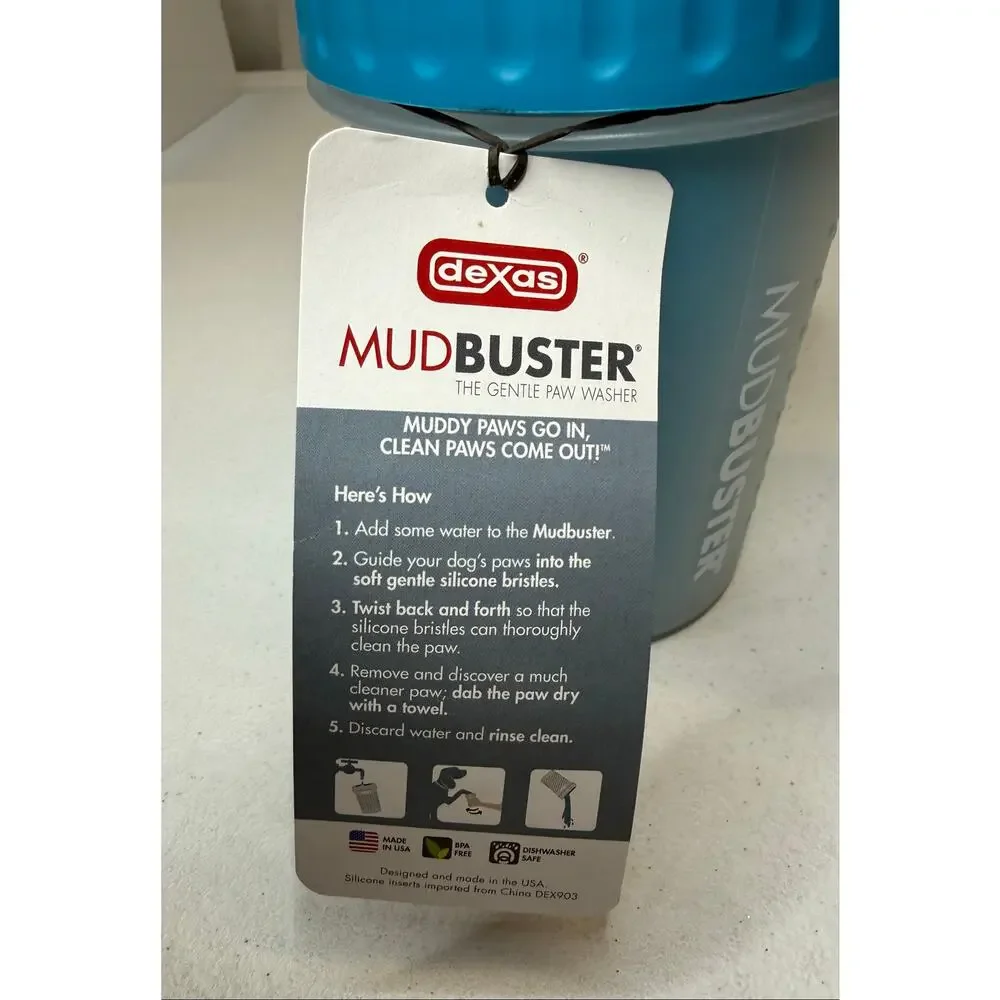 Dexas MudBuster Portable Dog Paw Washer/ Paw Cleaner Blue Medium